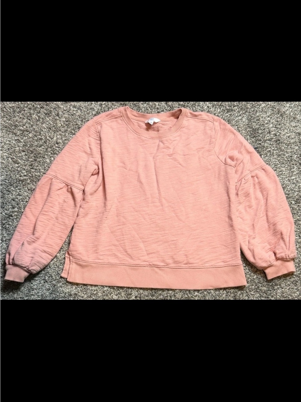 Time and Tru Dusty Rose Puff Sleeve Crew Neck Sweater